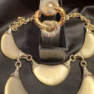 Alexis Bittar Archive Lucite Crescent Necklace and Braclet
